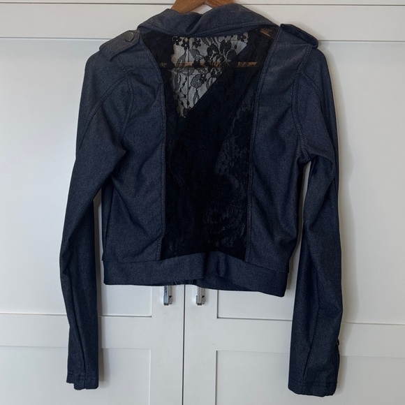 Forever 21 Dark Blue Jacket with Lace Lining on back. Size: Large - Picture 5 of 6